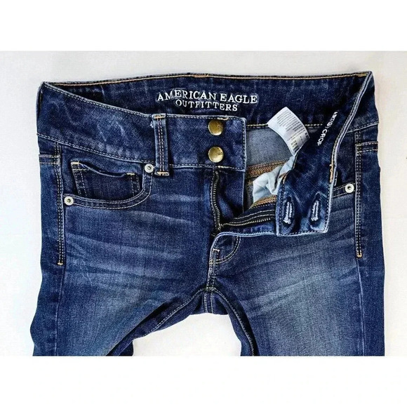 American Eagle Outfitters Size 2 Regular Super Stretch Artist Crop Blue Jeans - Picture 11 of 13